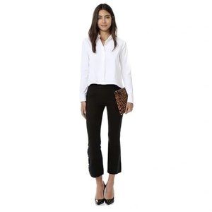 Cinq á Sept Onyx Ruffle Trim Flared Cropped Pants